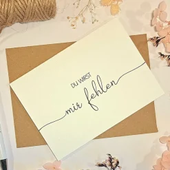 Abschiedskarte Kollege: Du wirst fehlen – Minimalistische Klappkarte mit Umschlag | Ruhestand, Rente, Jobwechsel