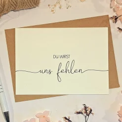 Abschiedskarte Kollege: Du wirst fehlen – Minimalistische Klappkarte mit Umschlag | Ruhestand, Rente, Jobwechsel