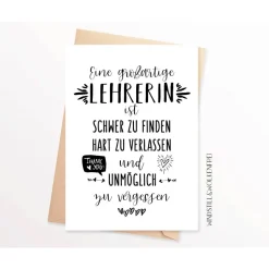 Abschiedskarte Lehrerin Schule Abschiedsgeschenk Karte Dankeskarte