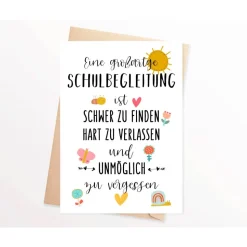 Abschiedskarte Schulbegleitung  Grundschule Schule Abschiedsgeschenk Karte Dankeskarte
