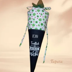 Abschlusstüte - Glückwunsch zum Schulabschluss personalisierbar Spruch Klee weiß