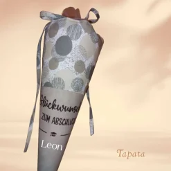 Abschlusstüte Abi, Studium, Master, Bachelor - Glückwunsch zum Schulabschluss personalisierbar mit Namen braun