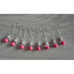 Acht Weihnachtsbaumanhänger Engel -NEON-pink-weiß