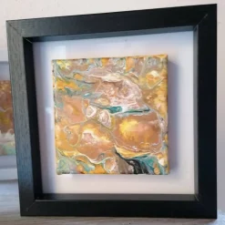 Acryl pouring art 2er-Set gerahmt