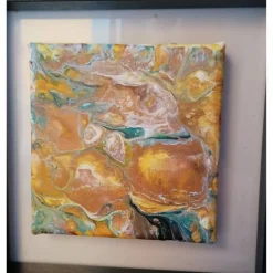 Acryl pouring art 2er-Set gerahmt