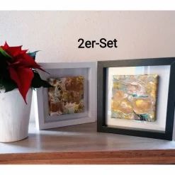 Acryl pouring art 2er-Set gerahmt