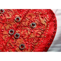 Acrylbild BAROCK IN ROT Herzbild Geschenk zu Valentinstag Muttertag Acrylbild Collage Bild auf herzförmigem Keilrahmen