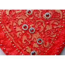 Acrylbild BAROCK IN ROT Herzbild Geschenk zu Valentinstag Muttertag Acrylbild Collage Bild auf herzförmigem Keilrahmen