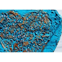 Acrylbild BAROCK IN TÜRKIS Herz Herzbild Valentinstag Geschenk Muttertag Acrylbild Collage Bild auf herzförmigem Keilrah