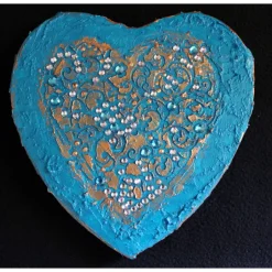 Acrylbild BAROCK IN TÜRKIS Herz Herzbild Valentinstag Geschenk Muttertag Acrylbild Collage Bild auf herzförmigem Keilrah