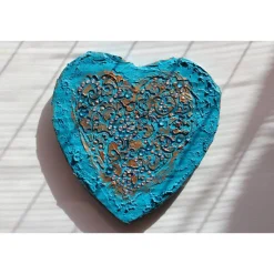 Acrylbild BAROCK IN TÜRKIS Herz Herzbild Valentinstag Geschenk Muttertag Acrylbild Collage Bild auf herzförmigem Keilrah