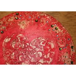 Acrylbild BAROCKHERZ Gemälde Malerei rundes Gemälde Geschenk rotes Bild abstrakte Kunst Acrylmalerei Herz