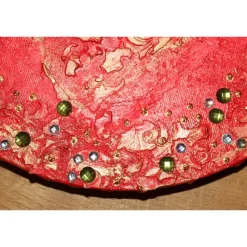 Acrylbild BAROCKHERZ Gemälde Malerei rundes Gemälde Geschenk rotes Bild abstrakte Kunst Acrylmalerei Herz