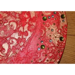 Acrylbild BAROCKHERZ Gemälde Malerei rundes Gemälde Geschenk rotes Bild abstrakte Kunst Acrylmalerei Herz