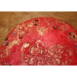 Acrylbild BAROCKHERZ Gemälde Malerei rundes Gemälde Geschenk rotes Bild abstrakte Kunst Acrylmalerei Herz