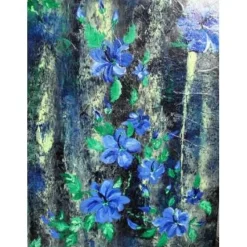 Acrylbild BLAUER HIBISKUS Acrylmalerei auf einem Keilrahmen abstrakte Blüten Wanddekoration blaues Bild