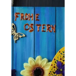 Acrylbild Collage FROHE OSTERN auf  einer Holzplatte Geldgeschenk zu Ostern Osterdeko