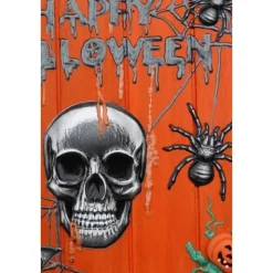 Acrylbild Collage HAPPY HALLOWEEN auf  Holzplatte Mixed Media Halloween-Deko  Totenkopf Fledermaus