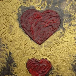 Acrylbild Collage VON HERZEN.... abstrakte Malerei in dunklen Farben mit leuchtenden Goldeffekten handgemaltes Unikat