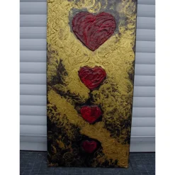 Acrylbild Collage VON HERZEN.... abstrakte Malerei in dunklen Farben mit leuchtenden Goldeffekten handgemaltes Unikat