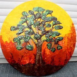 Acrylbild FEIGENBAUM Gemälde Malerei auf einem runden Keilrahmen abstrakte Kunst abstrakter Baum