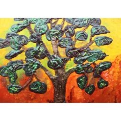 Acrylbild FEIGENBAUM Gemälde Malerei auf einem runden Keilrahmen abstrakte Kunst abstrakter Baum