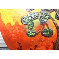 Acrylbild FEIGENBAUM Gemälde Malerei auf einem runden Keilrahmen abstrakte Kunst abstrakter Baum
