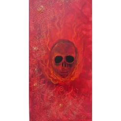 Acrylbild FLAMING SKULL Acrylmalerei Totenkopf  auf einem Keilrahmen Gothic Steampunk Skull Schädel Geschenk