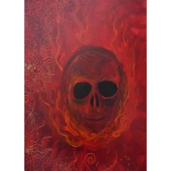 Acrylbild FLAMING SKULL Acrylmalerei Totenkopf  auf einem Keilrahmen Gothic Steampunk Skull Schädel Geschenk
