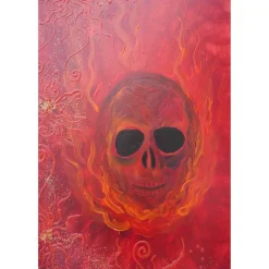 Acrylbild FLAMING SKULL Acrylmalerei Totenkopf  auf einem Keilrahmen Gothic Steampunk Skull Schädel Geschenk