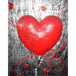 Acrylbild FÜR IMMER abstrakte Malerei/Collage Silber, Schwarz und Rot handgemaltes Unikat