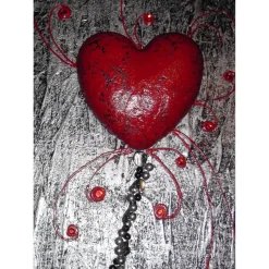 Acrylbild FÜR IMMER abstrakte Malerei/Collage Silber, Schwarz und Rot handgemaltes Unikat