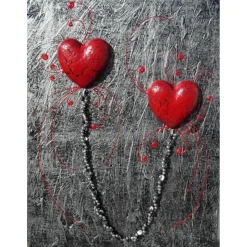 Acrylbild FÜR IMMER abstrakte Malerei/Collage Silber, Schwarz und Rot handgemaltes Unikat