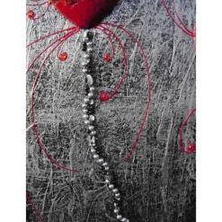 Acrylbild FÜR IMMER abstrakte Malerei/Collage Silber, Schwarz und Rot handgemaltes Unikat