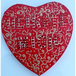 Acrylbild HEIRATE MICH Herz Herzbild Acrylbild Collage Bild auf herzförmigem Keilrahmen Heiratsantrag