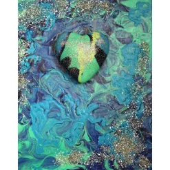 Acrylbild HERZ DES OZEANS Acrylmalerei Geschenk zu Valentinstag Muttertag abstraktes Herzbild Collage