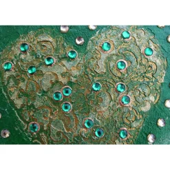 Acrylbild HERZBILD IN GRÜN  Gemälde Malerei herzförmiges Gemälde Geschenk grünes Bild abstrakte Kunst Acrylmalerei Herz