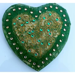 Acrylbild HERZBILD IN GRÜN  Gemälde Malerei herzförmiges Gemälde Geschenk grünes Bild abstrakte Kunst Acrylmalerei Herz