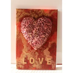 Acrylbild  Herzbild LOVE Geschenk zu Valentinstag Muttertag Acrylbild Collage Bild auf einem Keilrahmen