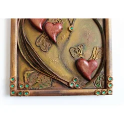 Acrylbild HERZSPIEL Collage Herz 3D-Gestaltung Herzbild  zu Valentinstag oder Muttertag Mixed Media