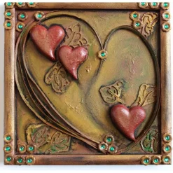 Acrylbild HERZSPIEL Collage Herz 3D-Gestaltung Herzbild  zu Valentinstag oder Muttertag Mixed Media