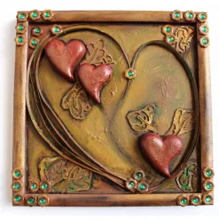 Acrylbild HERZSPIEL Collage Herz 3D-Gestaltung Herzbild  zu Valentinstag oder Muttertag Mixed Media