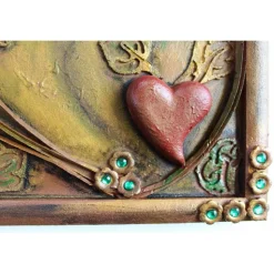 Acrylbild HERZSPIEL Collage Herz 3D-Gestaltung Herzbild  zu Valentinstag oder Muttertag Mixed Media