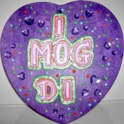 Acrylbild I MOG DI Herzbild zum Valentinstag Muttertag Collage Bild auf herzförmigem Keilrahmen