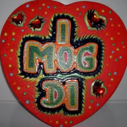 Acrylbild I MOG DI Herzbild zum Valentinstag Muttertag Collage Bild auf herzförmigem Keilrahmen