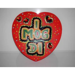 Acrylbild I MOG DI Herzbild zum Valentinstag Muttertag Collage Bild auf herzförmigem Keilrahmen