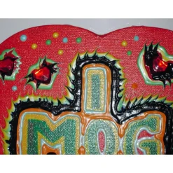 Acrylbild I MOG DI Herzbild zum Valentinstag Muttertag Collage Bild auf herzförmigem Keilrahmen