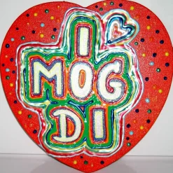 Acrylbild I MOG DI Herzbild zum Valentinstag Muttertag Collage Bild auf herzförmigem Keilrahmen