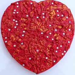 Acrylbild ROTES GLITZERHERZ Herz Herzbild Valentinstag Geschenk Muttertag Acrylbild Collage Bild auf herzförmigem Keilra