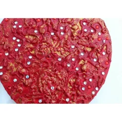 Acrylbild ROTES GLITZERHERZ Herz Herzbild Valentinstag Geschenk Muttertag Acrylbild Collage Bild auf herzförmigem Keilra